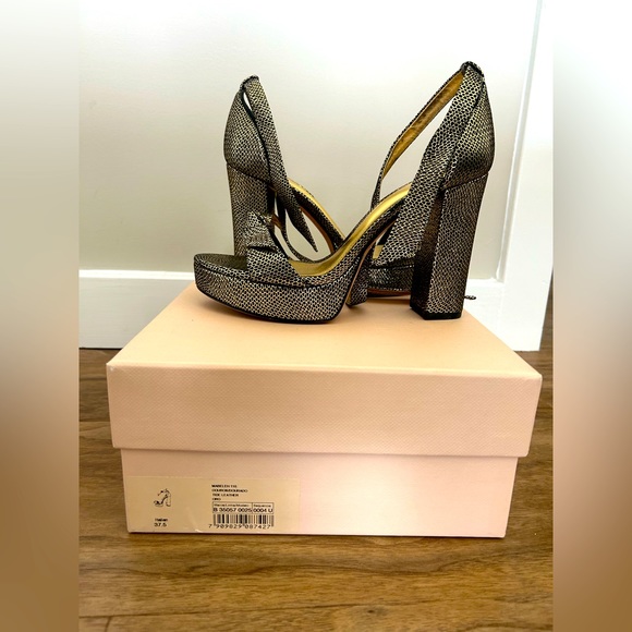 ALEXANDRE BIRMAN Mabeleh Metallic Leather Platform Sandals size 37.5 / 7.5 - Picture 2 of 6